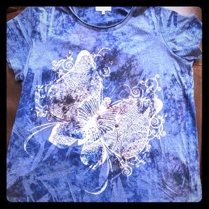 Tee shirt with butterfly tie dye effect